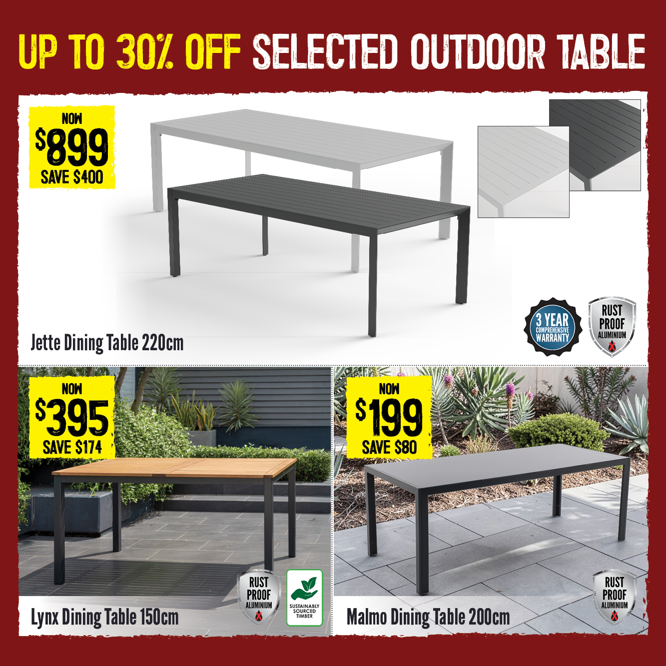 Up To 30% Off Selected Outdoor Table | Shop Now